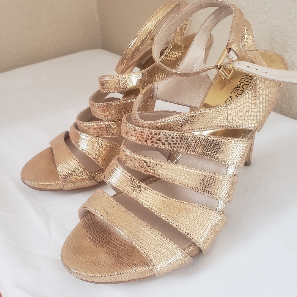 Michael Kors Shiny Gold Strappy Sandals